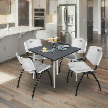 REGENCY Kahlo Square Table & Chair Sets, 42 W, 42 L, 29 H, Wood, Metal, Plastic Top, Grey TPL4242GYCM47GY